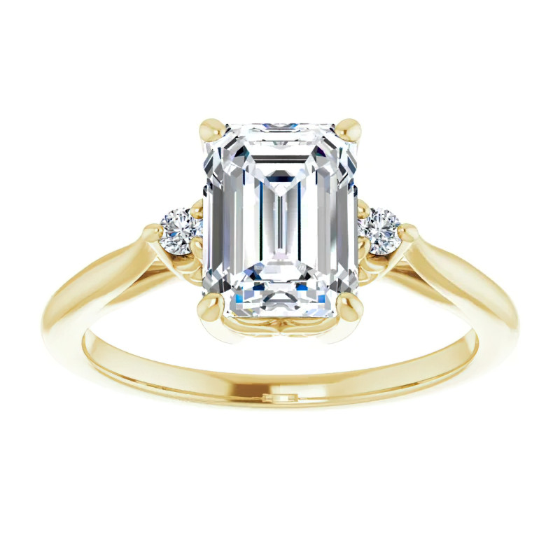 Emerald / Radiant Three-Stone Cathedral Engagement Ring - enr140-em ...