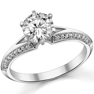 Moissanite & Diamond Split Shank Knife Edge Engagement Ring - eng142 ...