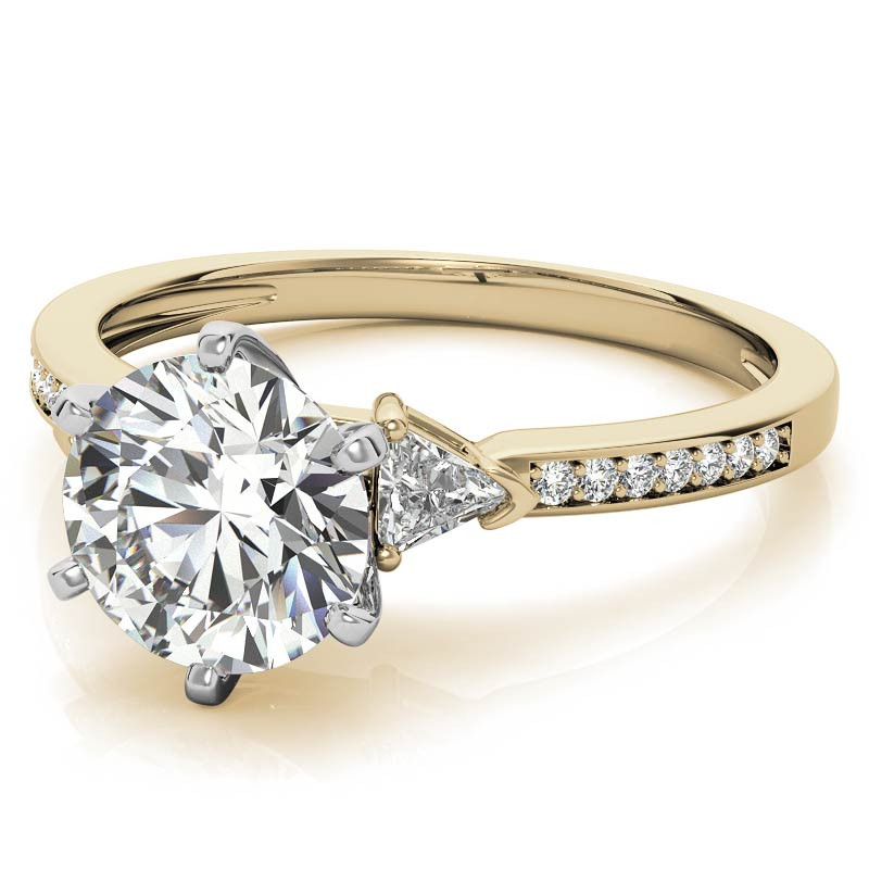 Round & Trillion Moissanite Engagement Ring, 0.28ct - eng156 ...