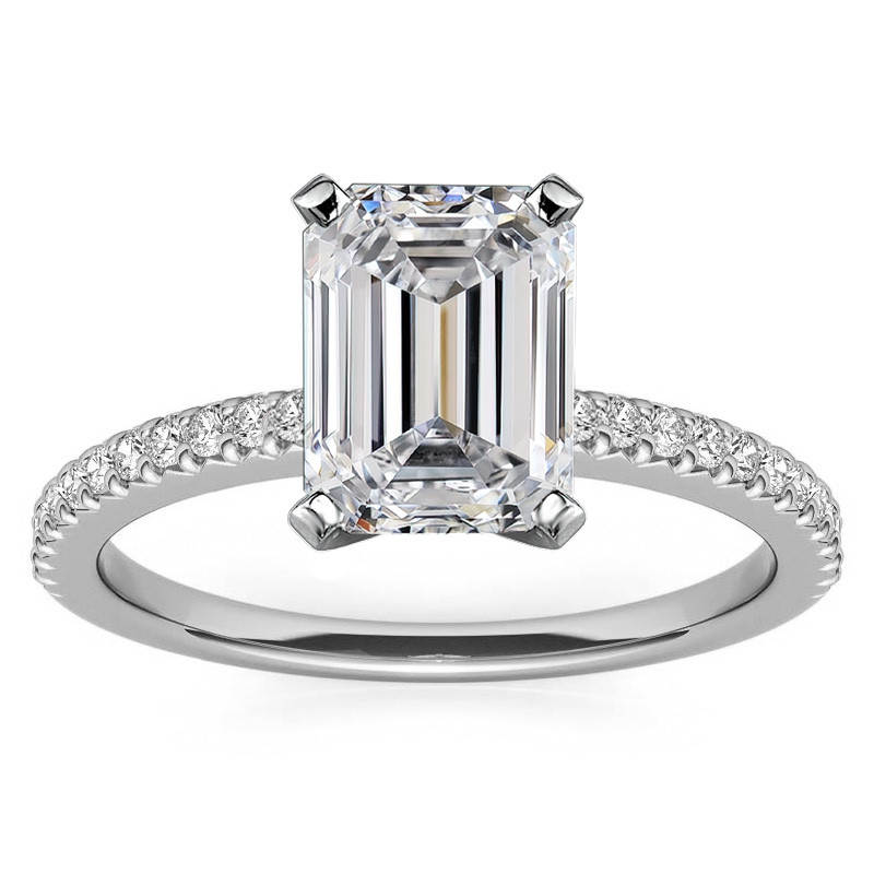 Round Brilliant Moissanite & Diamond Engagement Ring - eng161 ...