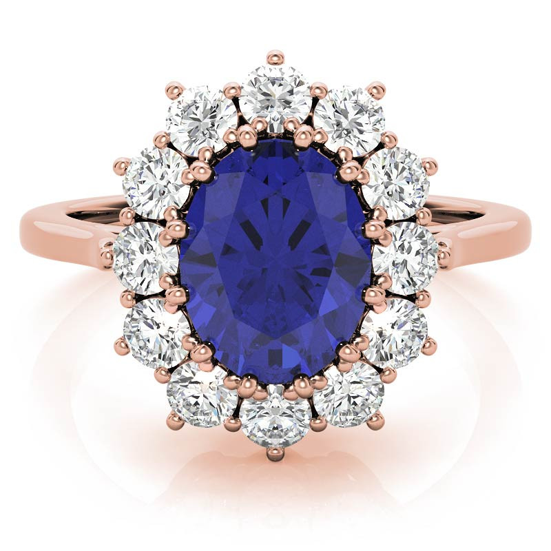 Oval Sapphire and Moissanite Princess Diana Replica Ring - eng175 ...