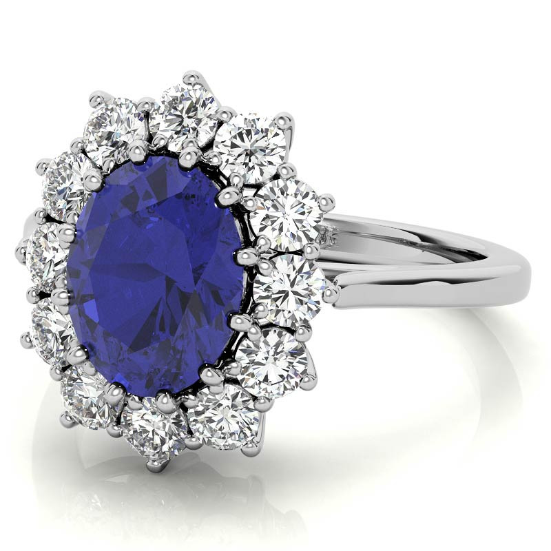 Oval Sapphire and Moissanite Princess Diana Replica Ring - eng175 ...