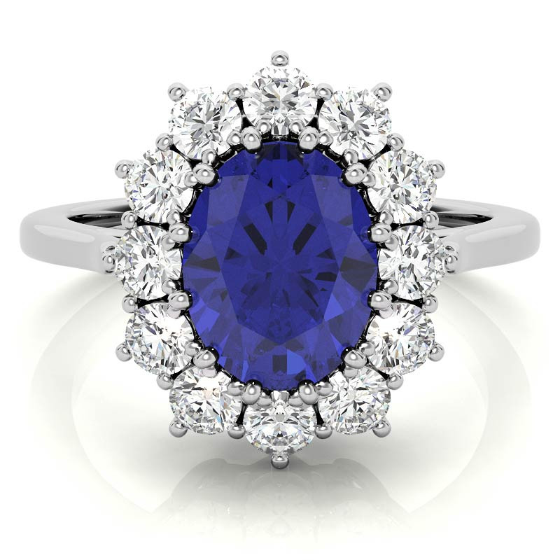 Oval Sapphire and Moissanite Princess Diana Replica Ring - eng175 ...