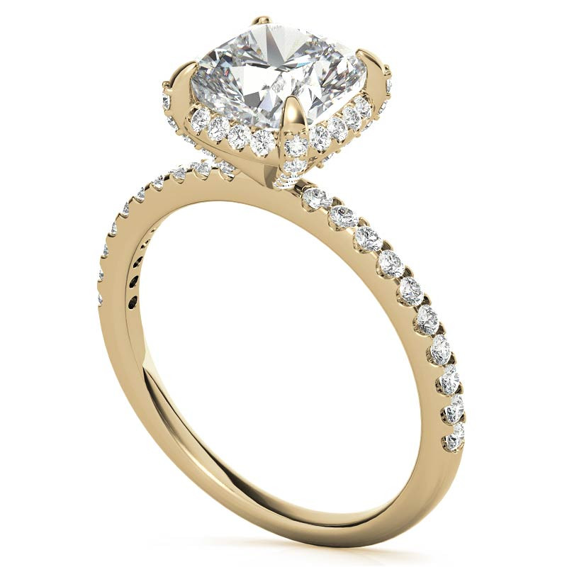 Cushion Petite Pave Style Moissanite Engagement Ring - eng178b-cu ...