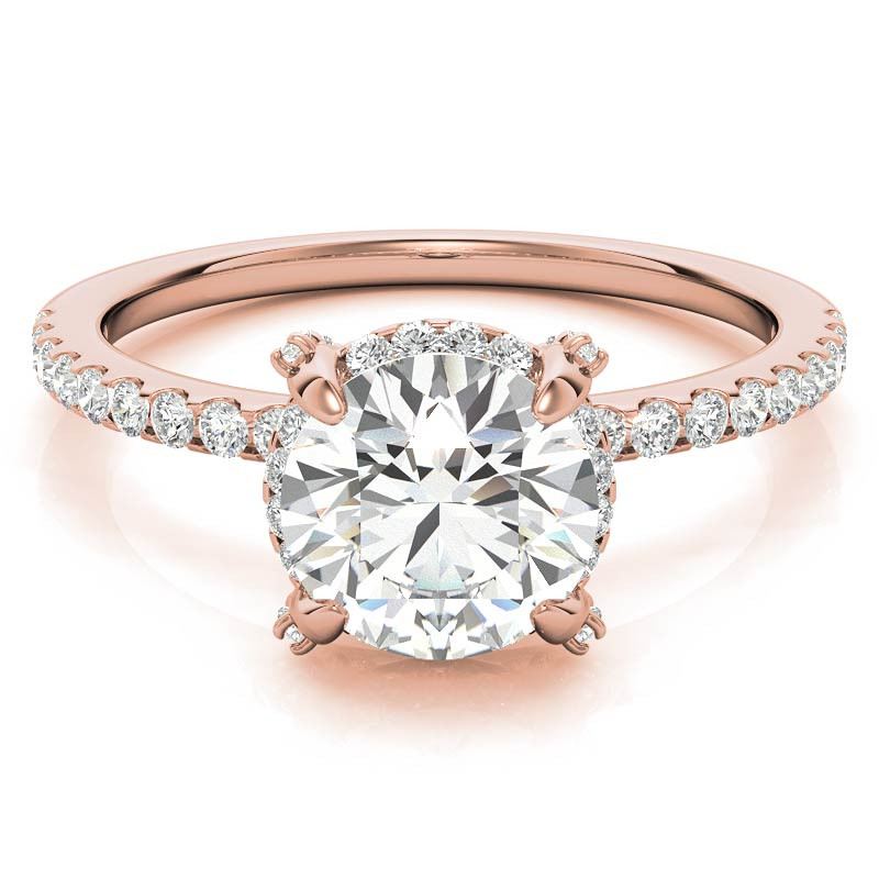 Round Brilliant Petite Pave Style Moissanite Engagement Ring - eng178b ...