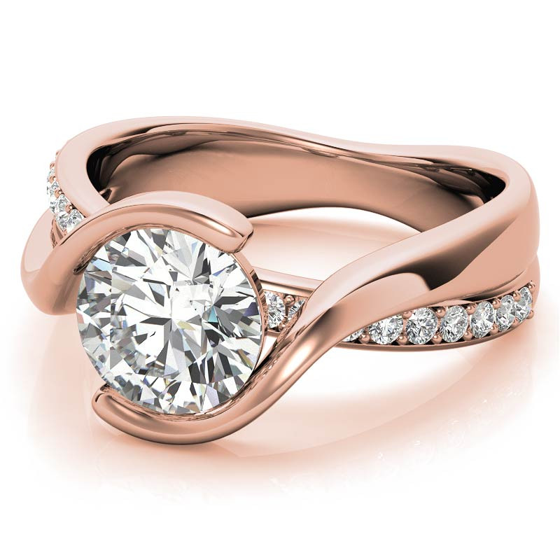 Bypass Semi-Bezel Moissanite Engagement Ring - eng183 - MoissaniteCo.com