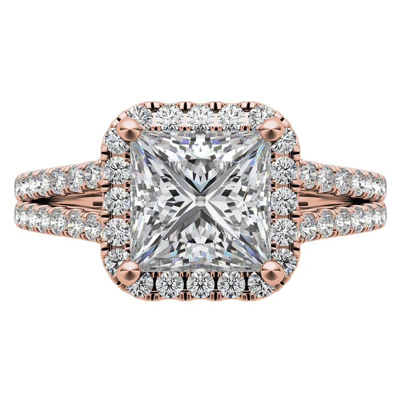Princess Split Shank Halo Moissanite Engagement Ring - eng206-pr ...