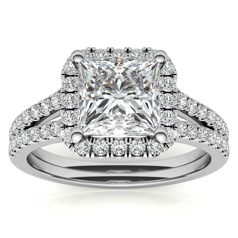 Princess Split Shank Halo Moissanite Engagement Ring - eng206-pr ...