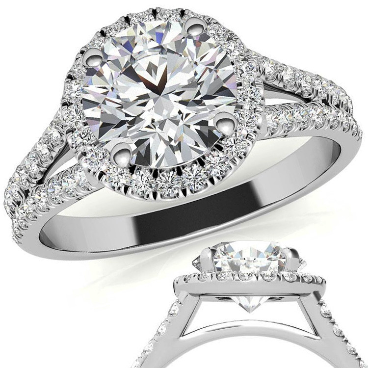 Two By London TWO by London Round Diamond Solitaire Pave Split Shank  Engagement Ring London Jewelers Bridal Boutique