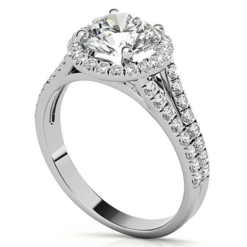 Round Split Shank Halo Moissanite Engagement Ring - eng206 ...