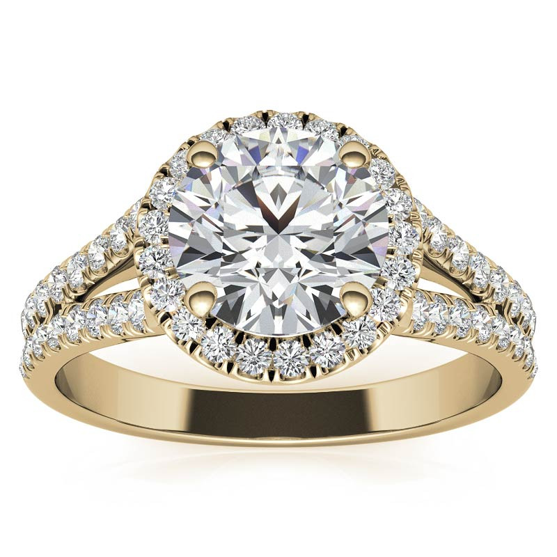 Round Split Shank Halo Moissanite Engagement Ring - eng206 ...