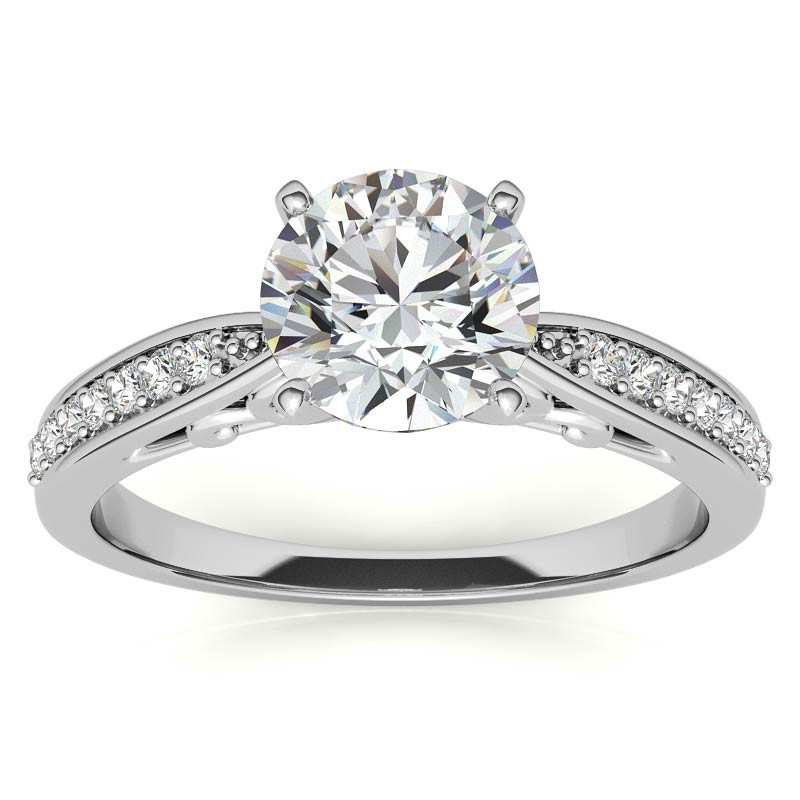 Round Brilliant Moissanite Sculpted Antique Engagement Ring - eng214 ...