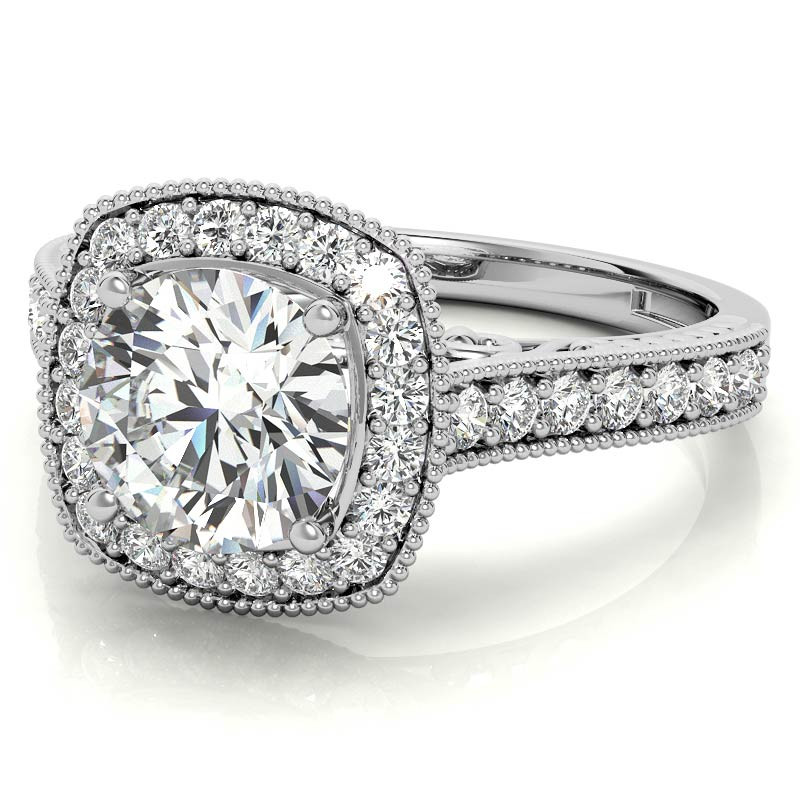 Round Scroll Cushion Halo Moissanite Engagement Ring - eng220c ...