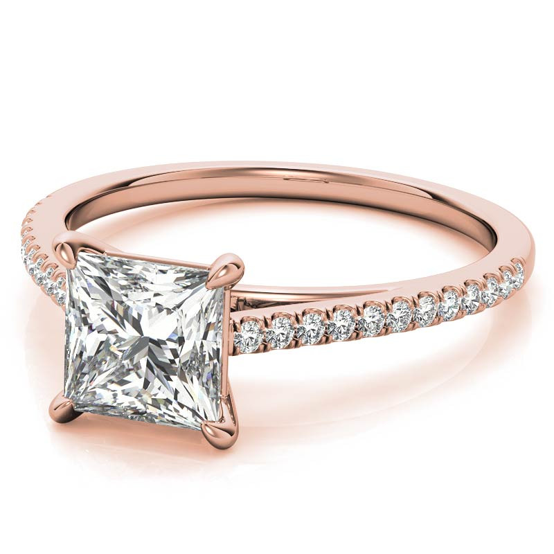Petite Cathedral Princess cut Moissanite Engagement Ring - eng245a-pr ...