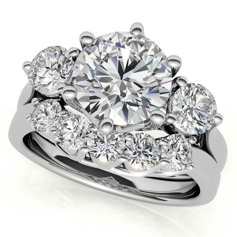 Round 6-Prong Trellis Three-Stone Moissanite Engagement Ring - eng274 ...