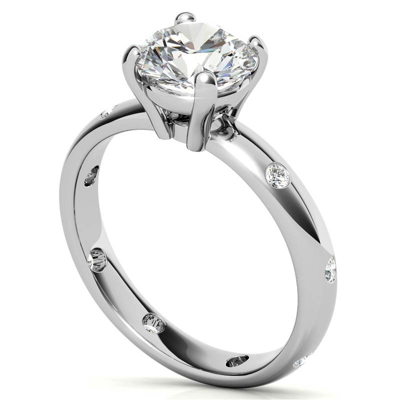 Round Etoile Style Moissanite Engagement Ring - eng299 - MoissaniteCo.com