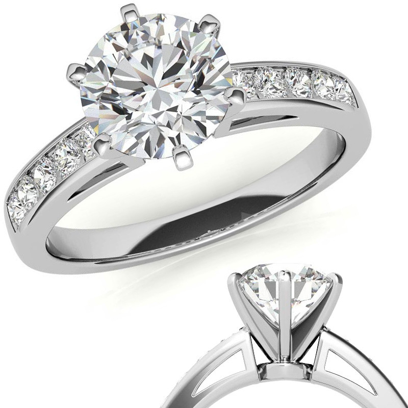 Round Brilliant Moissanite Channel Engagement Ring 0.25ct - eng426b 