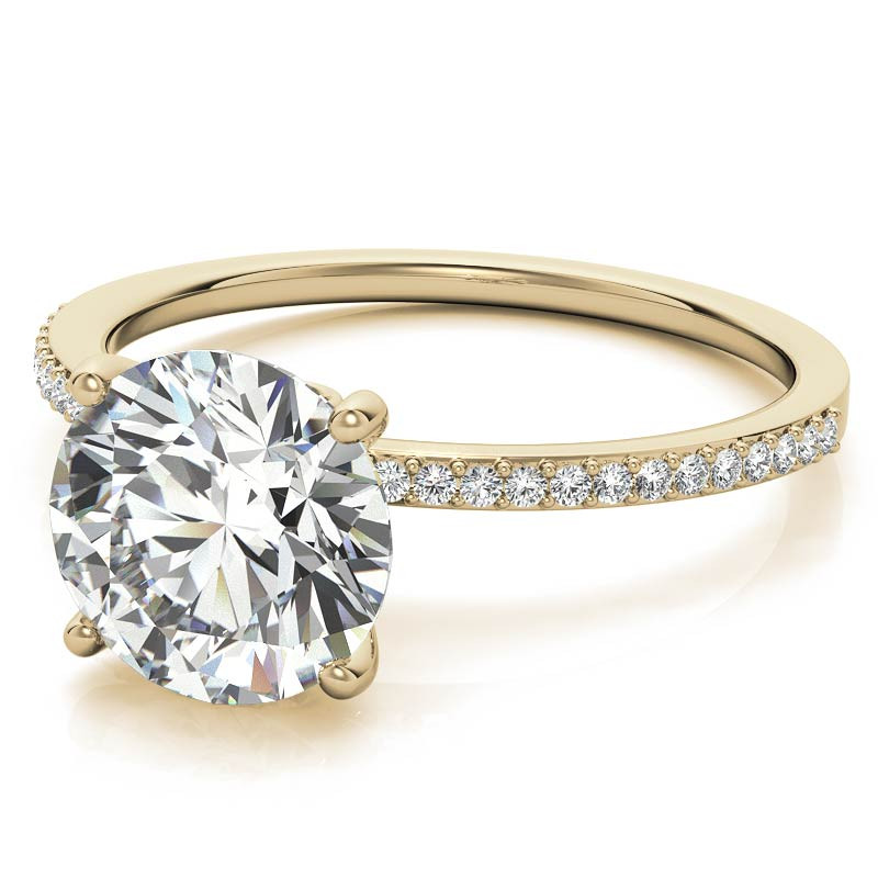 Round Moissanite Petite Engagement Ring - eng440 - MoissaniteCo.com