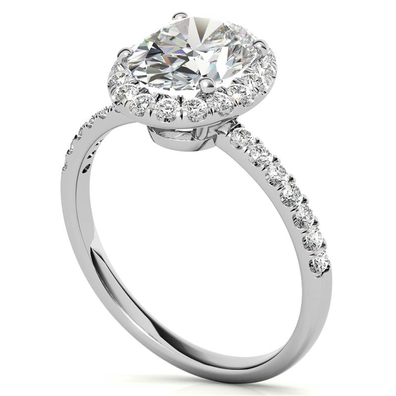 Classic Oval Halo Moissanite Engagement Ring - eng481-ov - MoissaniteCo.com