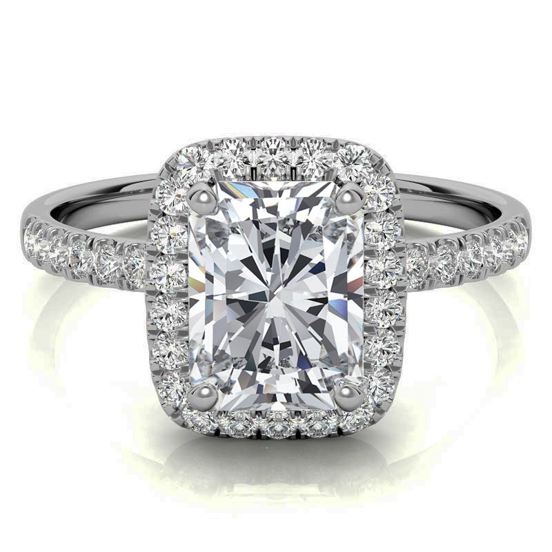 Classic Radiant/Emerald Halo Moissanite Engagement Ring - eng481-em ...