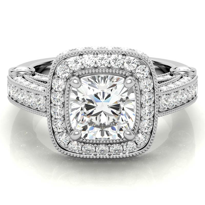 Legacy Style Cushion Halo Moissanite Engagement Ring - eng574 ...
