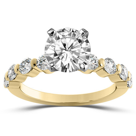 Round Brilliant Moissanite Bar-Set Engagement Ring (0.80ct) - eng625b ...