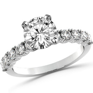 Round Brilliant Moissanite 4-Prong Set Semi-Eternity Ring (0.60ct ...