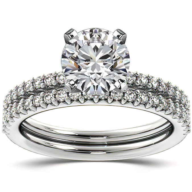 Round Brilliant Moissanite Shared-Prong Semi-Eternity Ring (0.20ct ...