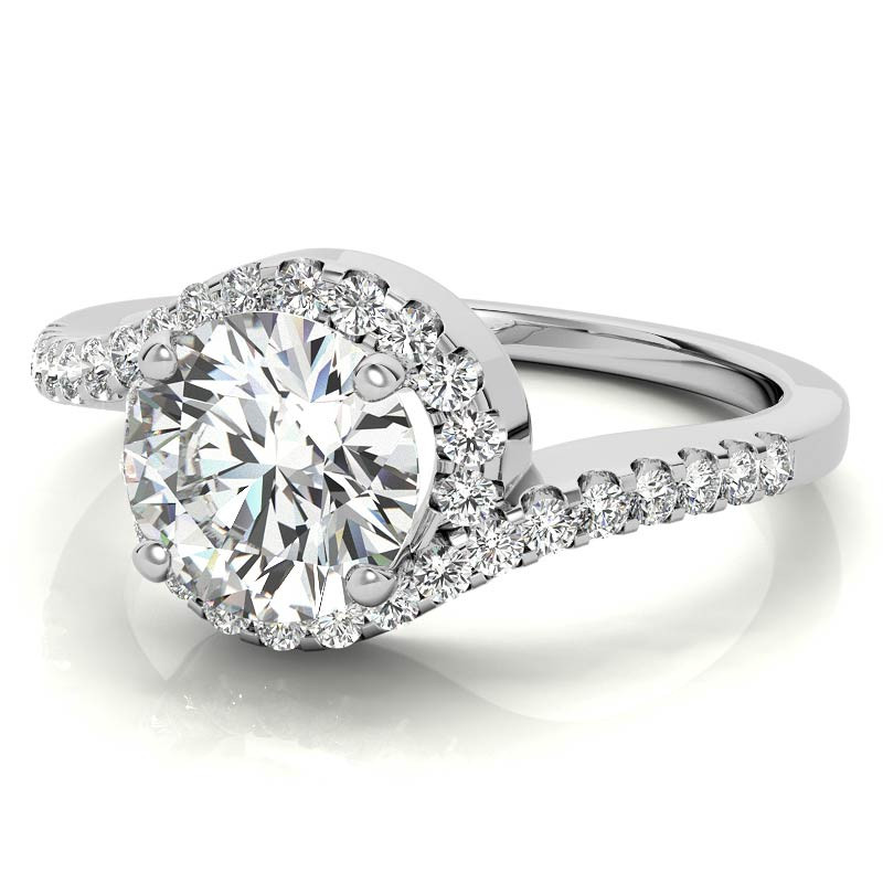 Round Bypass Style Moissanite Engagement Ring - eng678 - MoissaniteCo.com