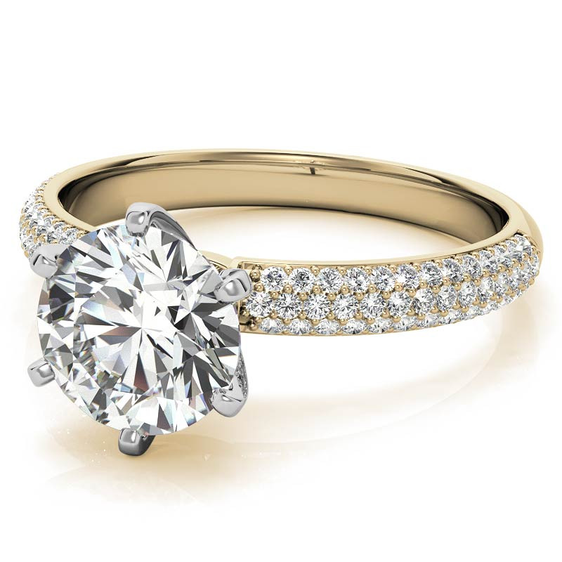 Round Brilliant Moissanite Pave Engagement Ring - eng885 - MoissaniteCo.com