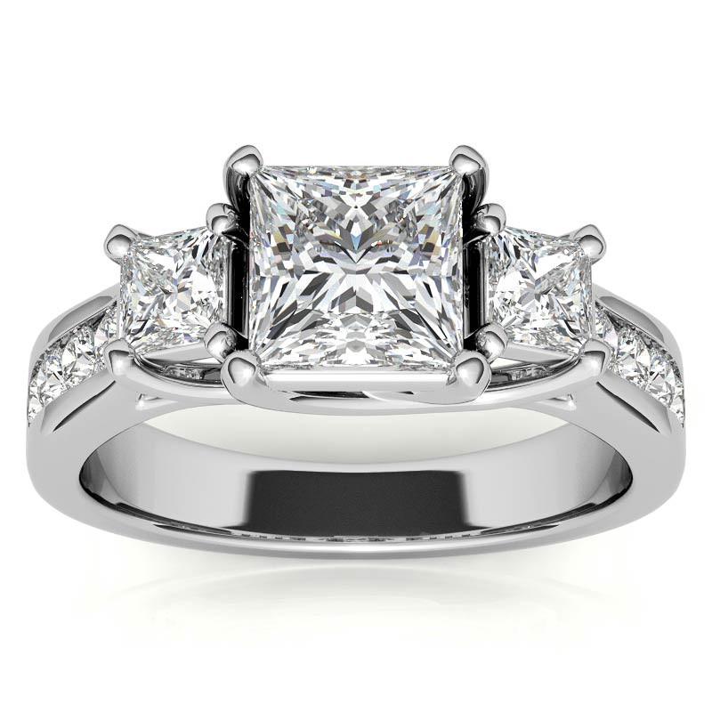 ThreeStone Princess Moissanite Wedding Set wed501