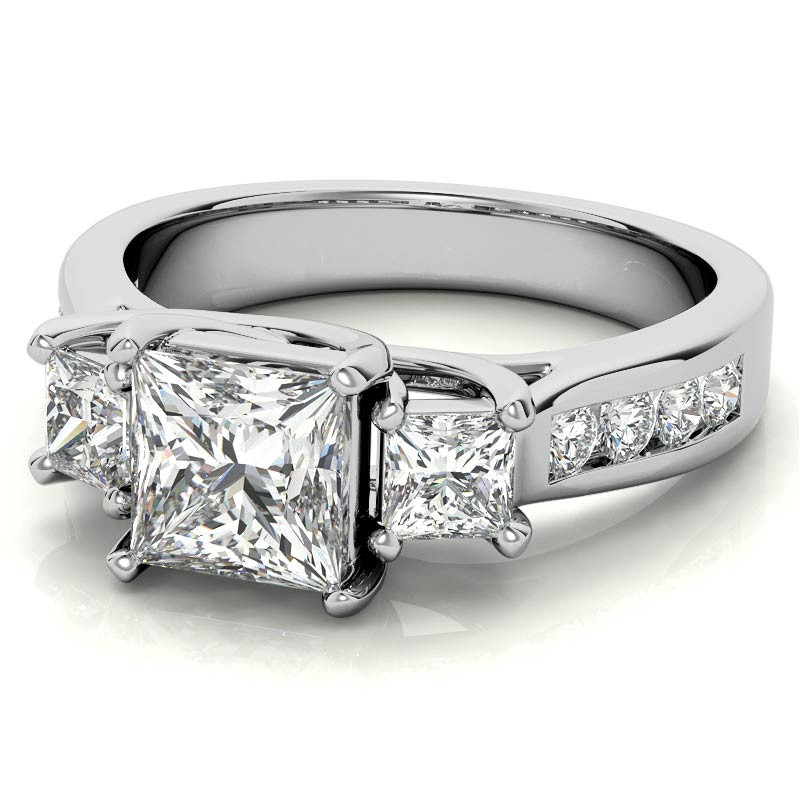 ThreeStone Princess Moissanite Wedding Set wed501