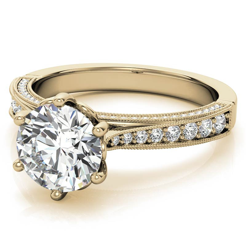 Round Scroll Milgrain Moissanite Engagement Ring - enr021 ...