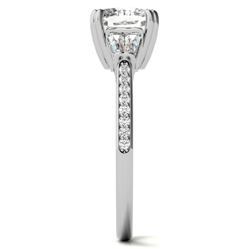 Cushion Moissanite & Diamond Baguette Engagement Ring - enr033-cu ...