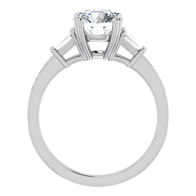 Round Moissanite & Diamond Baguette Engagement Ring - enr033 ...
