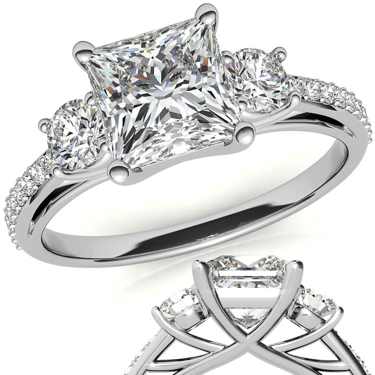 Moissanite Engagement Ring Princess Cut Moissanite Engagement Ring 2 CT Moissanite Wedding Ring Halo Moissanite Ring Halo Engagement Ring