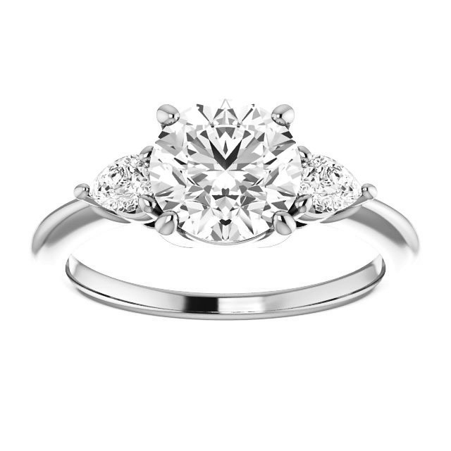 Round & Pear Moissanite 3-Stone Ring - enr047 - MoissaniteCo.com