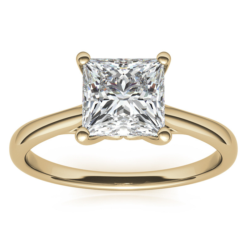 Princess cut Basket Solitaire with Scroll Accents - enr055-pr ...