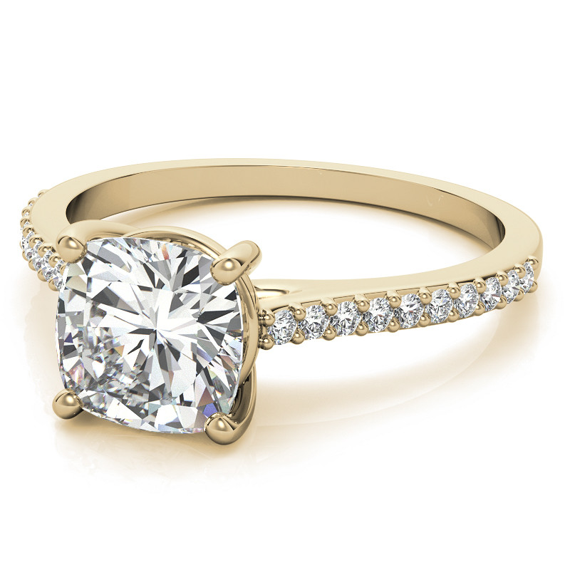 Cushion Accented Engagement Ring - enr067-cu - MoissaniteCo.com