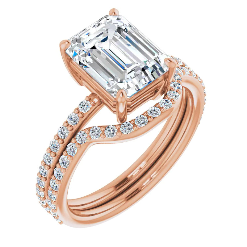 Emerald / Radiant Moissanite Petite Basket Engagement Ring - enr068-em ...