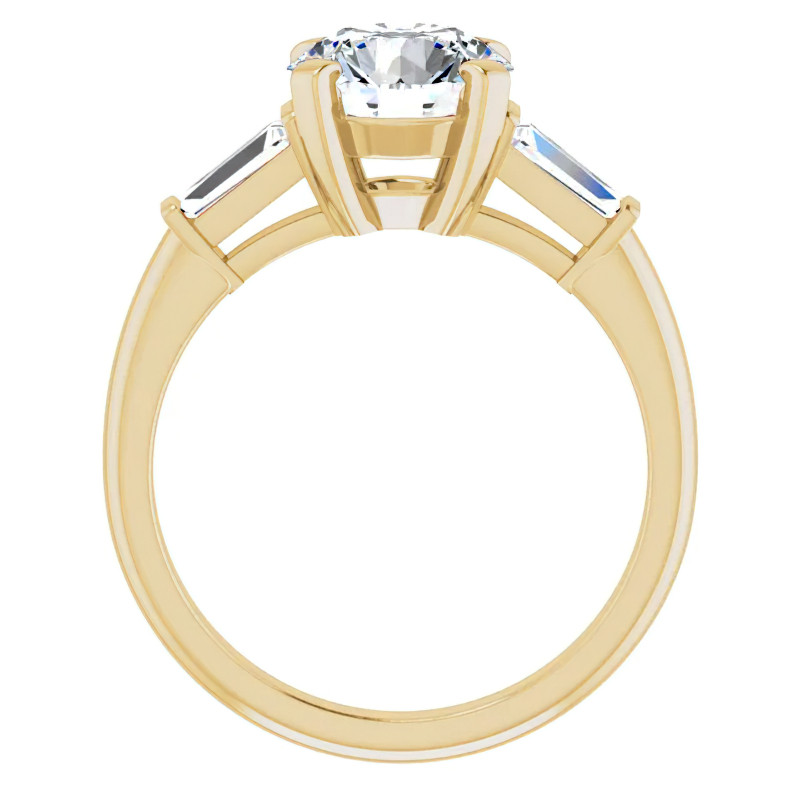 Round & Baguette Moissanite Engagement Ring - enr097 - MoissaniteCo.com