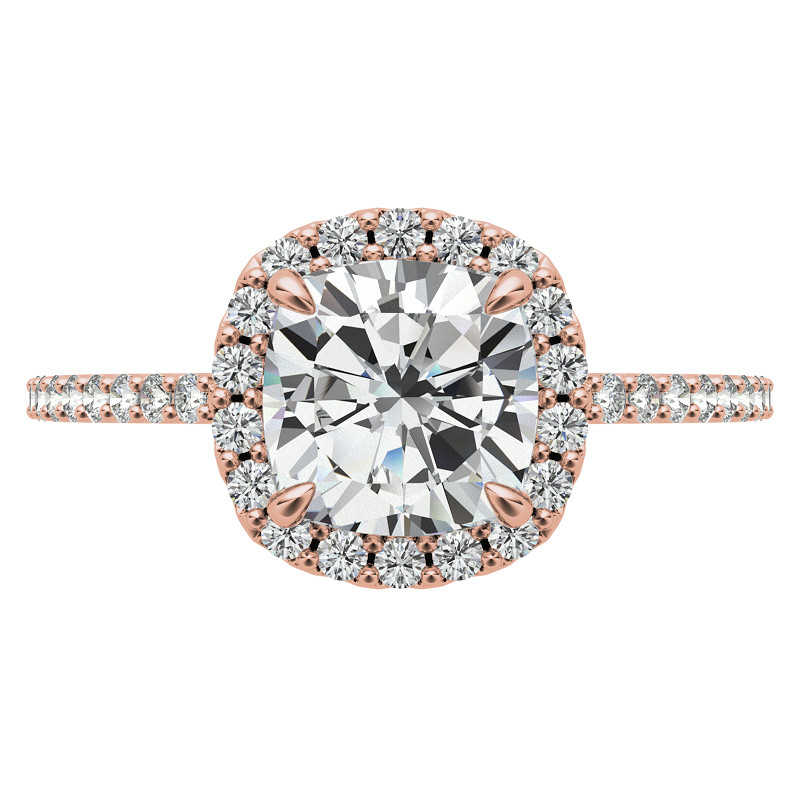 Cushion Petite Halo Moissanite Engagement Ring with Scroll Accent ...