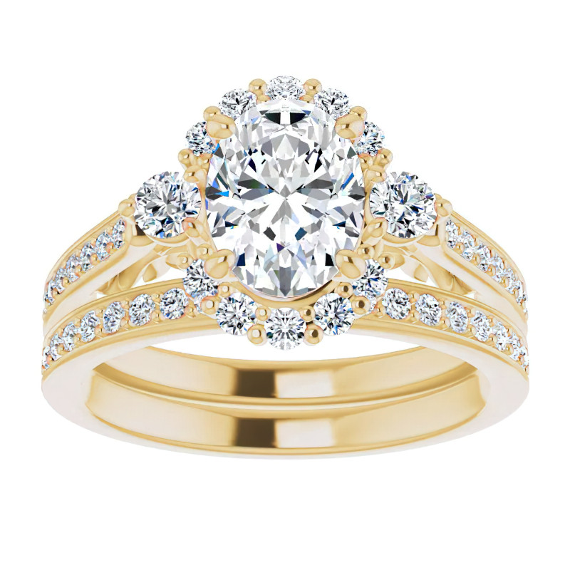 Oval Scroll Halo Engagement Ring with Surprise Diamonds - enr129-ov ...