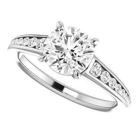 Round & Diamond Channel Set Engagement Ring - enr134 - MoissaniteCo.com