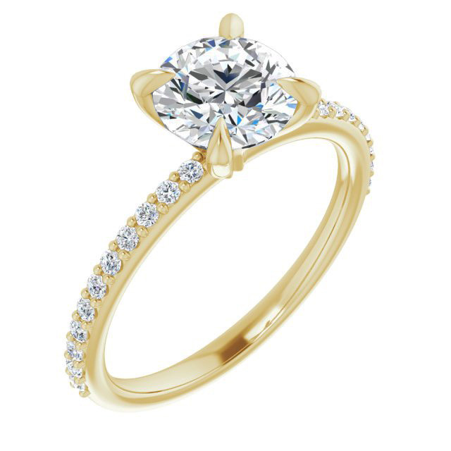Round Brilliant Moissanite Engagement Ring with Claw Prongs - enr139 ...