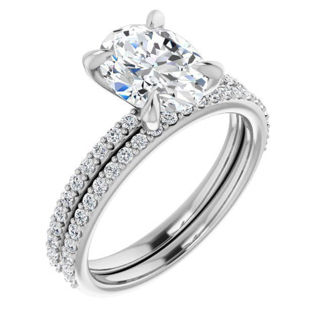 Oval Engagement Ring with Claw Prongs - enr139-ov - MoissaniteCo.com