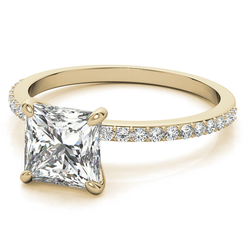 Princess cut Moissanite Engagement Ring with Claw Prongs - enr139-pr ...