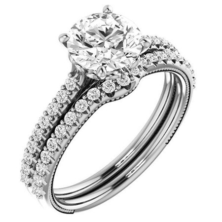 0.8 Carat  Round Cut Moissanite Ring with Milgrain main image 1