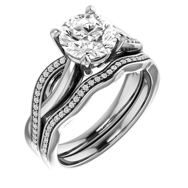 Round Twisted Moissanite and Diamond Engagement Ring - enr160 ...