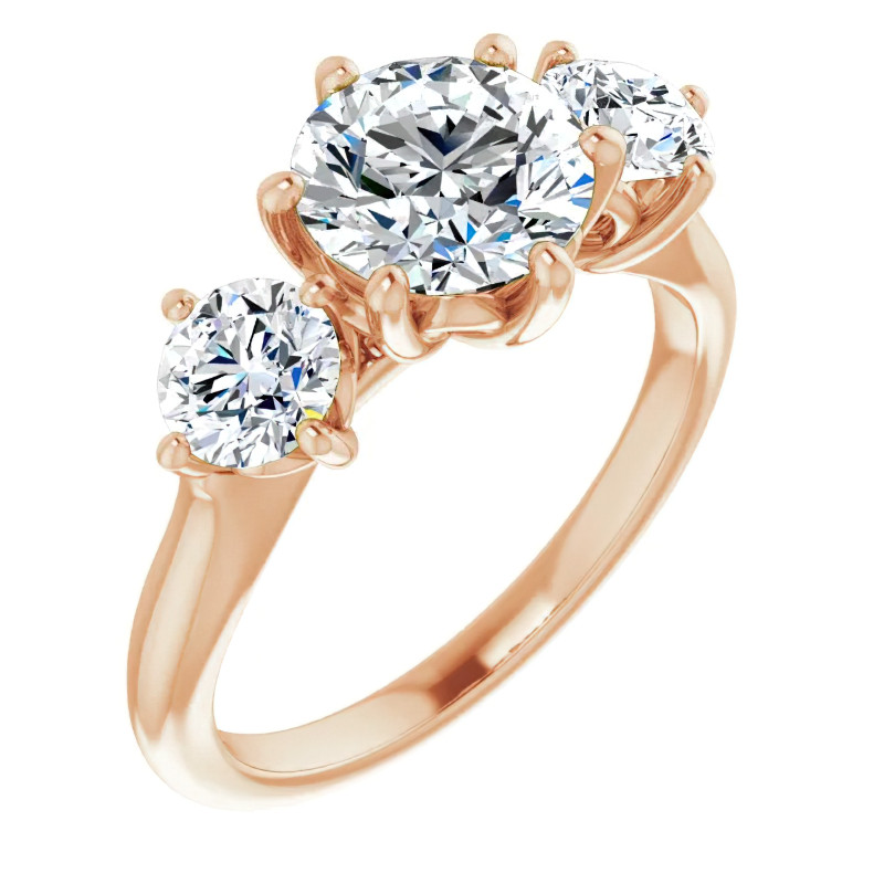 Round Brilliant Moissanite Heart Accented Three-Stone Ring - enr187 ...